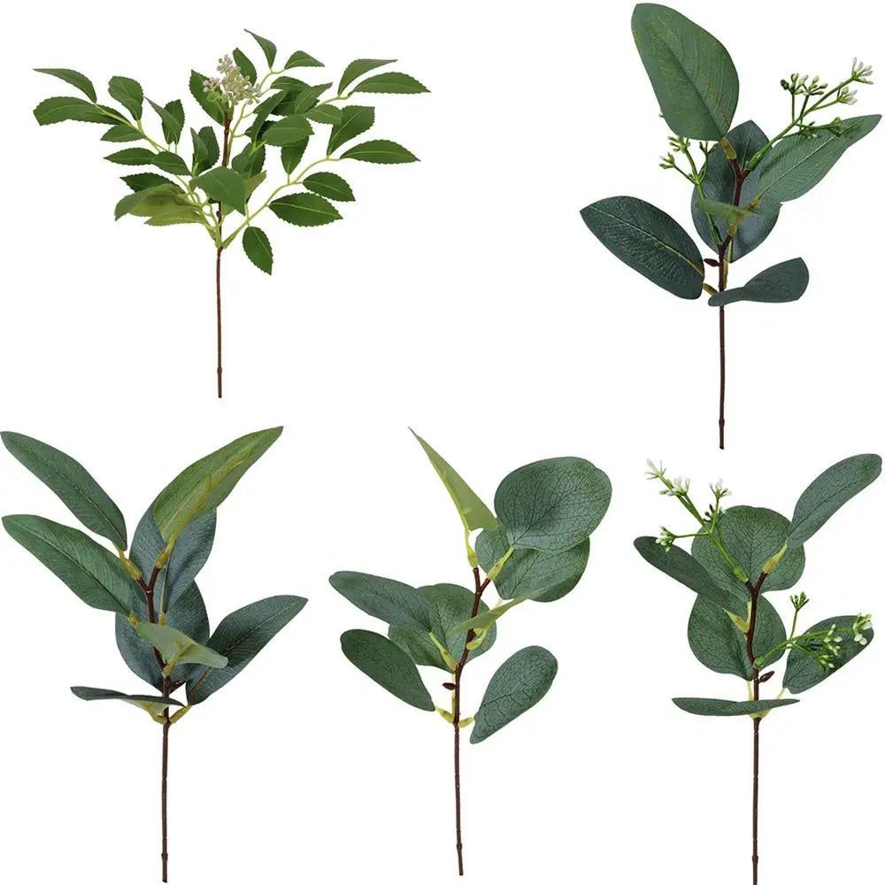 1/10PCS Artificial Plant Eucalyptus Leaves Greenery Stems With Flower Fake Plants Gift Home Decor Wedding Party Wedding Ornament