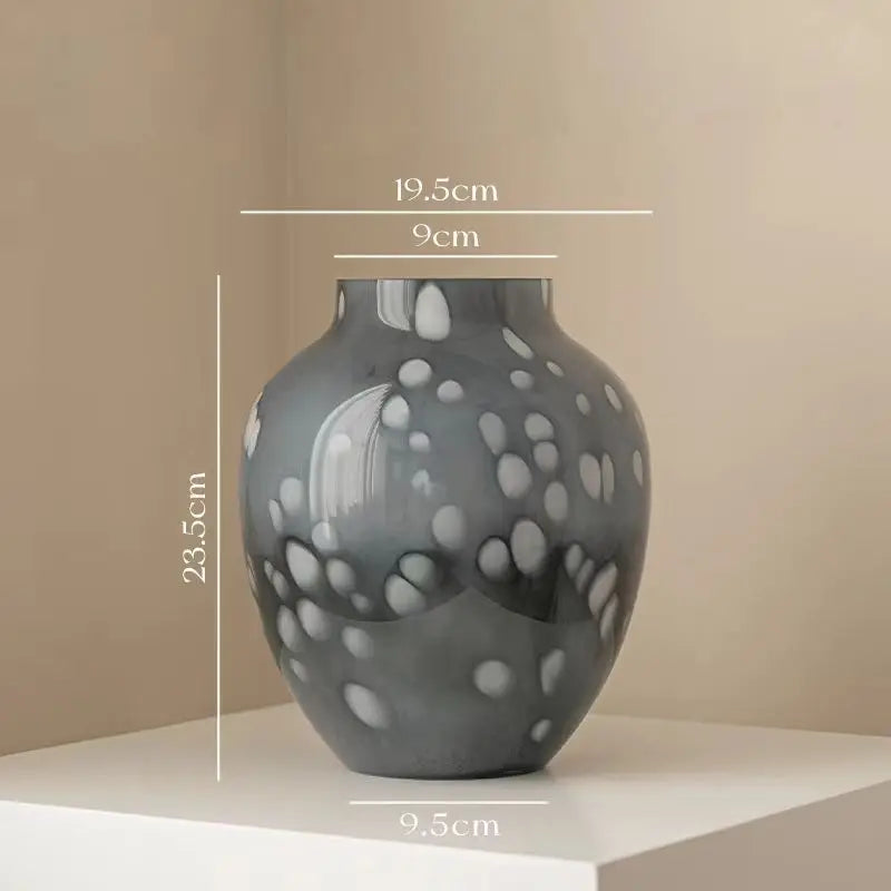 Modern Minimalist Cloudy Blue Glazed Glass Vase - Elegant Floral Centerpiece for Living Room & Entryway | Durable Decor, Perfect