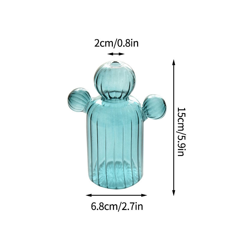 Cactus Shaped Glass Vase for Plant Creative Vase Decoration Home Desktop Decor Transparent Hydroponics Plant Vase Birthday Gift