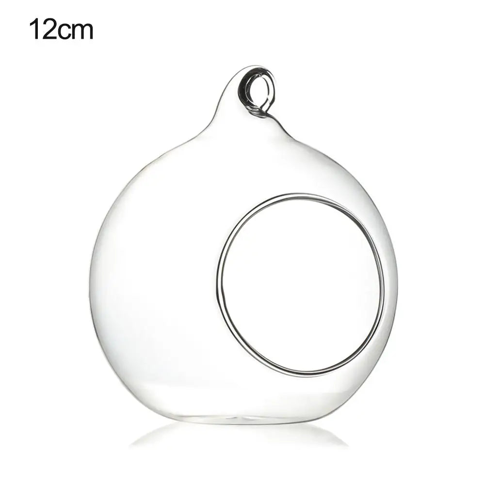 Hanging Glass Ball DIY Bauble Plant Pot Clear Glass Tea Light LED Candle Holder Fillable Bauble Tabletop Vases Decoration Crafts
