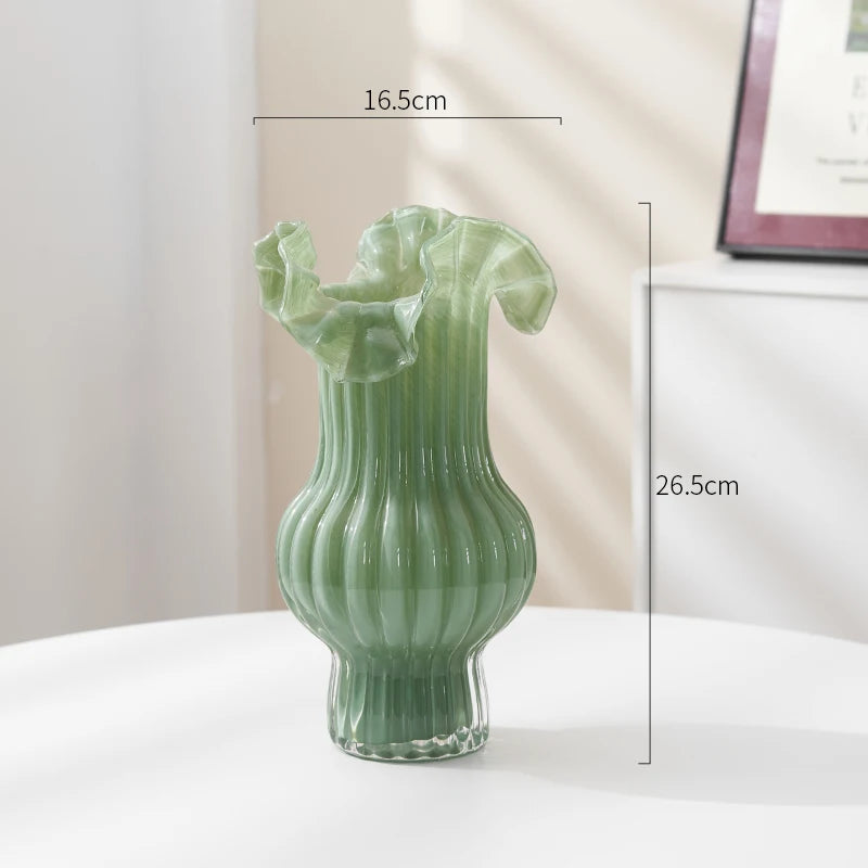 Glass Vase Purple Wave Floral Arrangement Accessories Hydroponics Terrarium Flower Vase Home Decoration Accessories