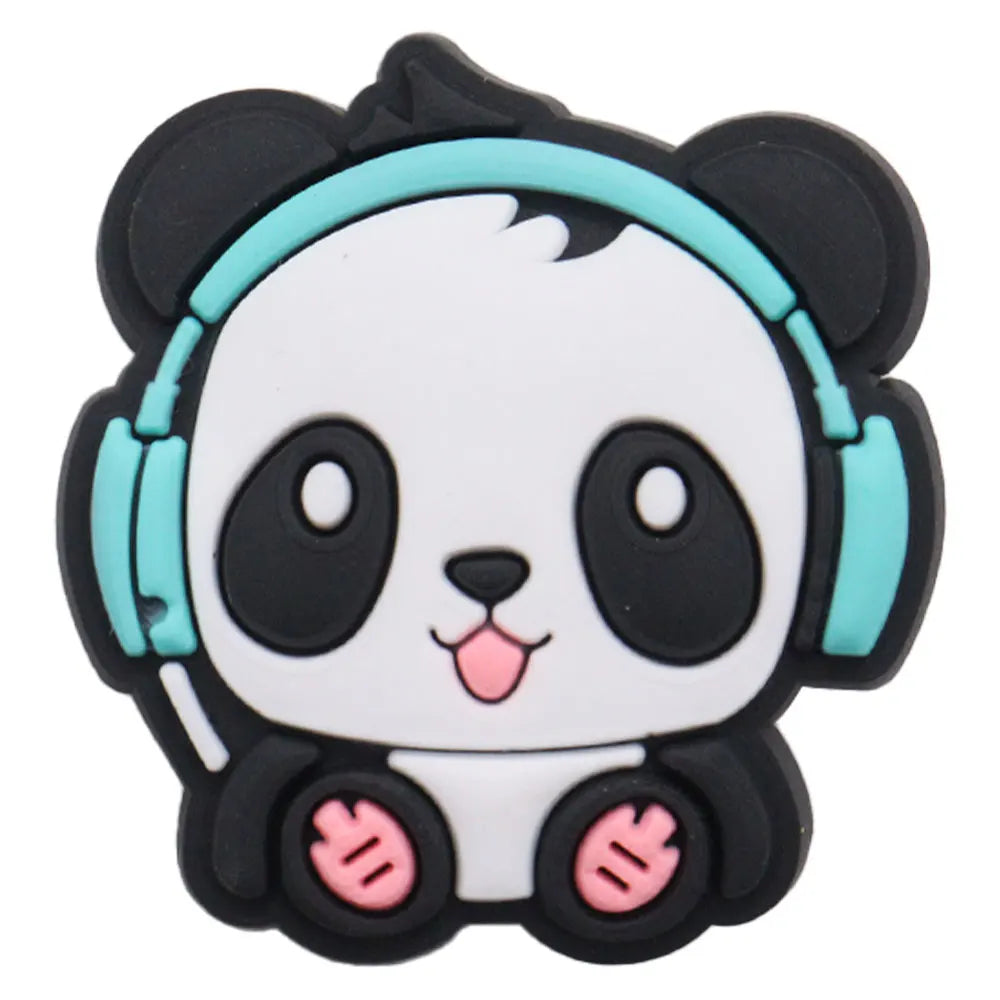 1-18PCS Cartoon Animal Panda Bamboo PVC Shoe Charms Buckle Clog Sandals Decoration Garden Shoes Button Accessories Children Gift