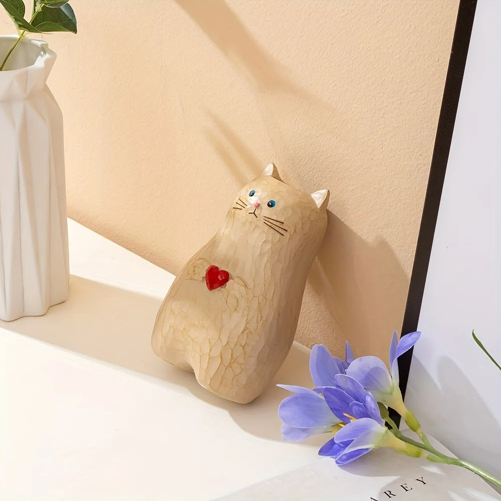 1 Cute Love Cat Vase - Handmade Romantic Flower Pot for Couples, Modern Spring/Summer Home Decoration