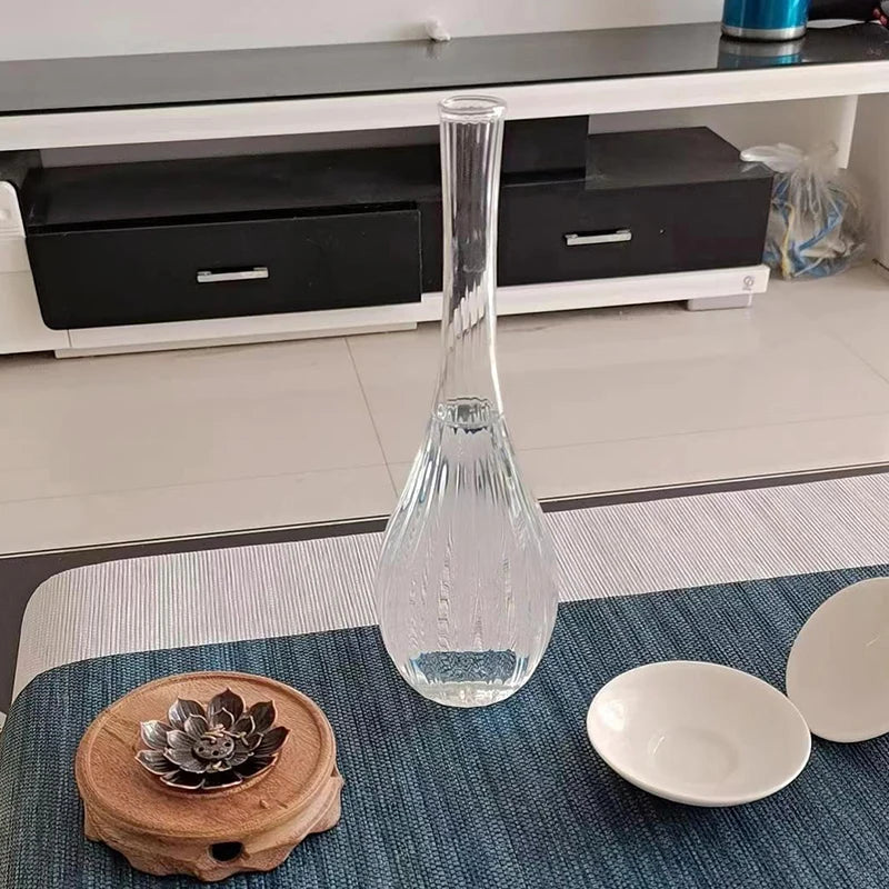 Japan Style Transparent Glass Vase Zen Flower Arrangement Dry Flower Small Mouth Flower Vase for Wedding Home Room Decoration