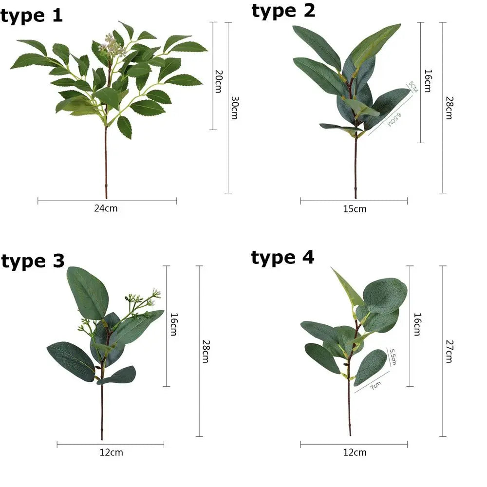 1/10PCS Artificial Plant Eucalyptus Leaves Greenery Stems With Flower Fake Plants Gift Home Decor Wedding Party Wedding Ornament