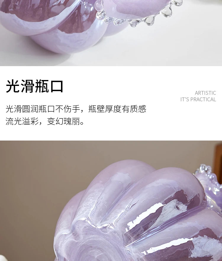 Glass Vase Purple Wave Floral Arrangement Accessories Hydroponics Terrarium Flower Vase Home Decoration Accessories