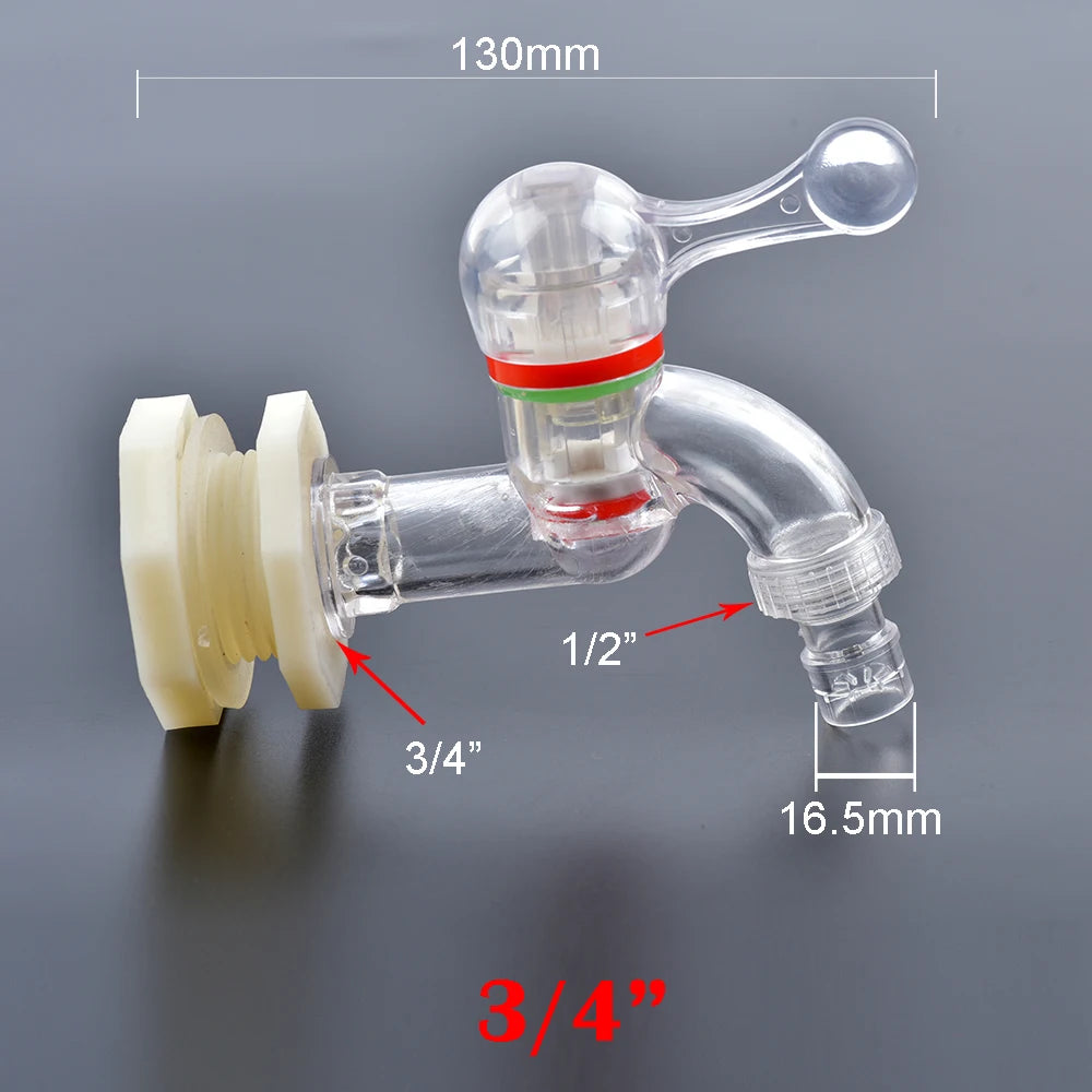 1pc 1/2 3/4" Plastic Male Thread Water Faucet Fish Tank Tap Adapter Assembly Drainage Faucet Aquarium Valve Garden Accessories