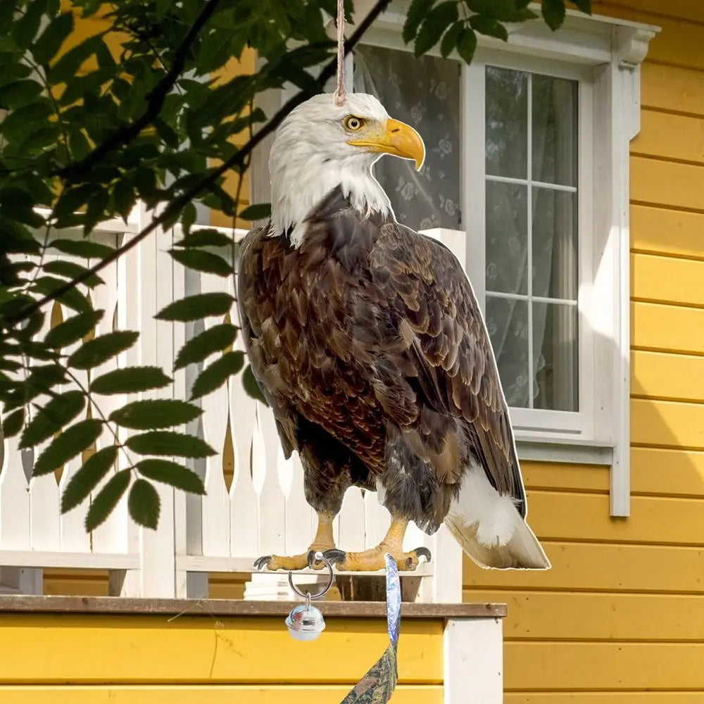 Waterproof Bird Repel Owl Scarecrow Hanging With Bells Fake Bird Scare Device Rectangle Bird Repeller Garden Decoration