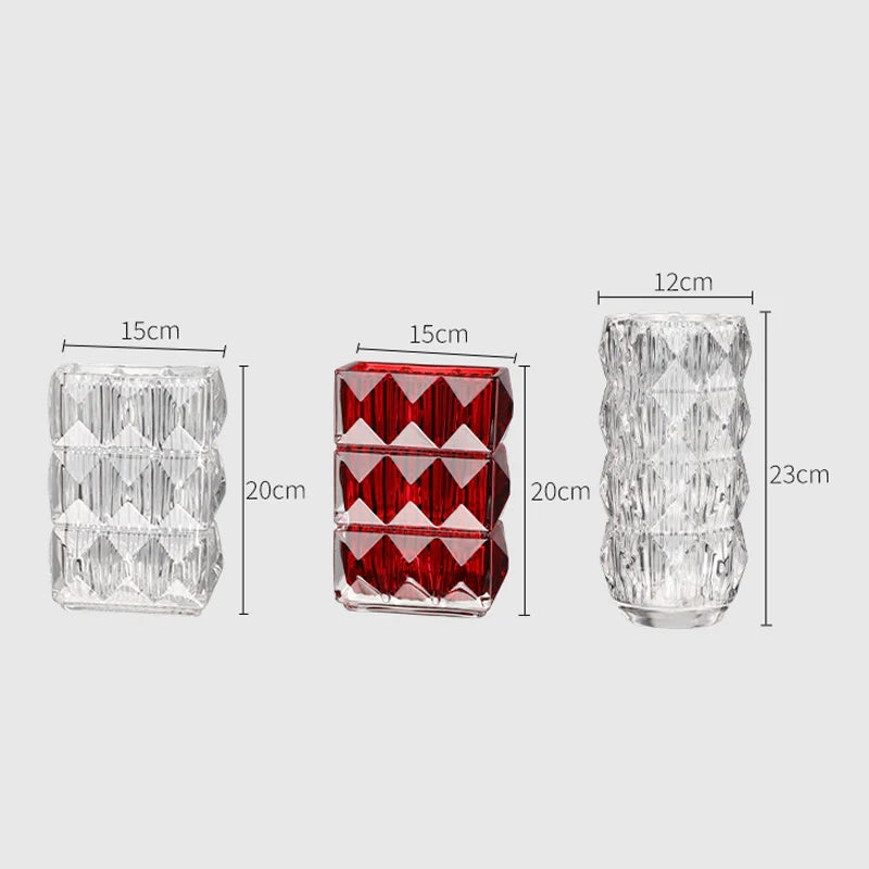Bright Crystal Glass Vase Modern Living Room Desktop Vase Ornaments Dried Flowers Flower Vase Desktop Decoration Accessories
