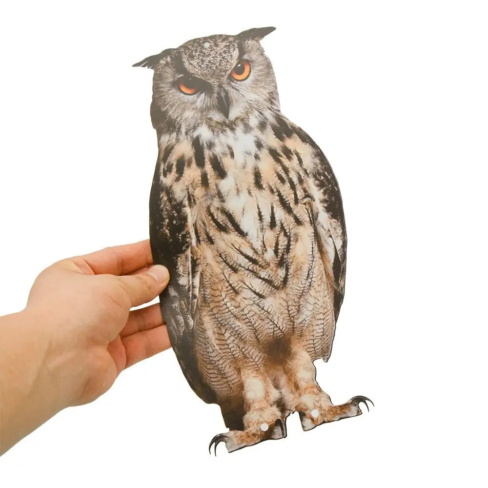 Waterproof Bird Repel Owl Scarecrow Hanging With Bells Fake Bird Scare Device Rectangle Bird Repeller Garden Decoration