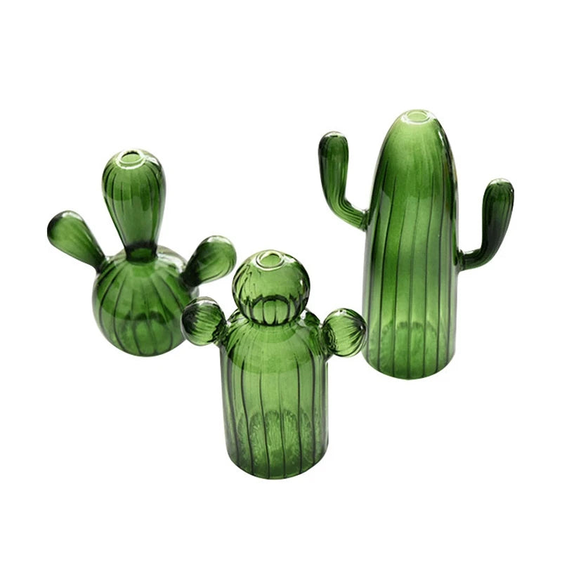 Cactus Shaped Glass Vase for Plant Creative Vase Decoration Home Desktop Decor Transparent Hydroponics Plant Vase Birthday Gift
