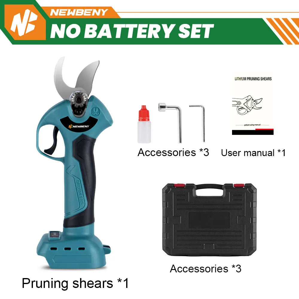 NEWBENY 30mm Cordless Brushless Electric Pruning Shears – 4 Gears, Fits Makita 18V Battery