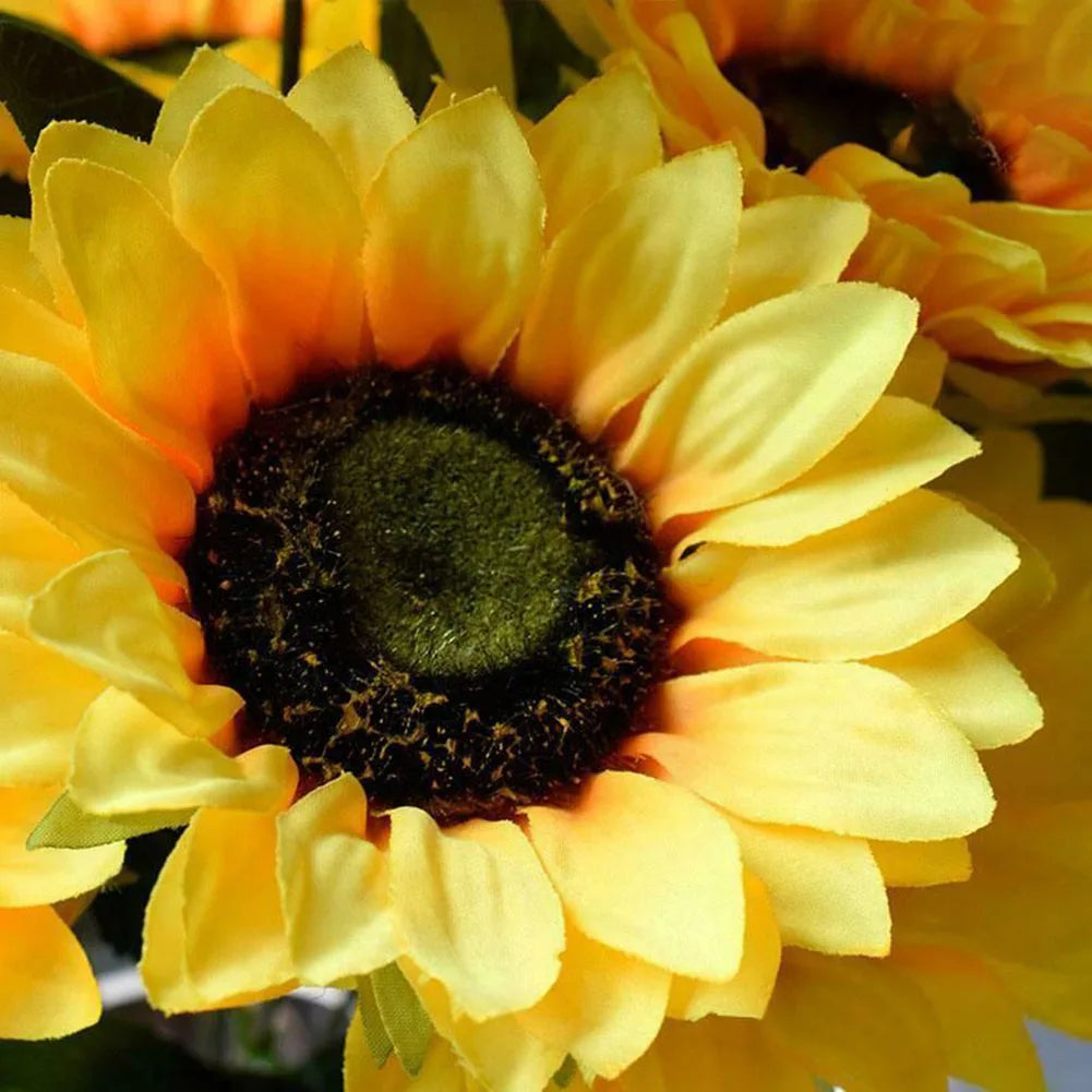 1 Bunch 7 Heads Silk Artificial Sunflowers Fake Flower Bouquet For Garden Wedding Bookstore Party Christmas Decoration