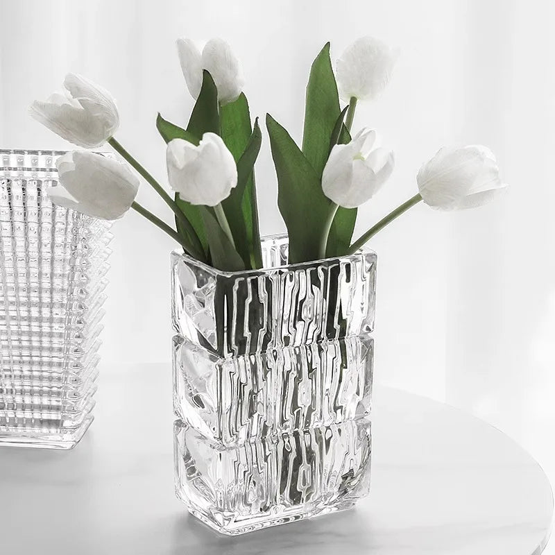 Livetai Modern Minimalist Glass Vase Scandinavian Living Room Transparent Flower Holder Hydroponic Water Home Decor