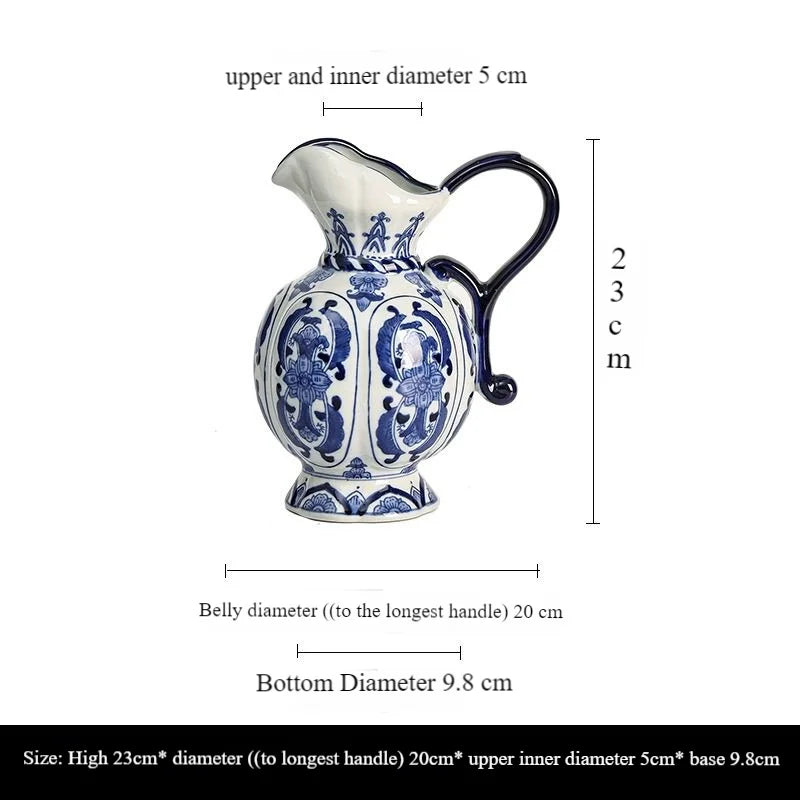 Exquisite Ceramic Vase Antique Blue White Porcelain Flower Container Living Room Home Decoration Flower Porcelain Vase Crafts