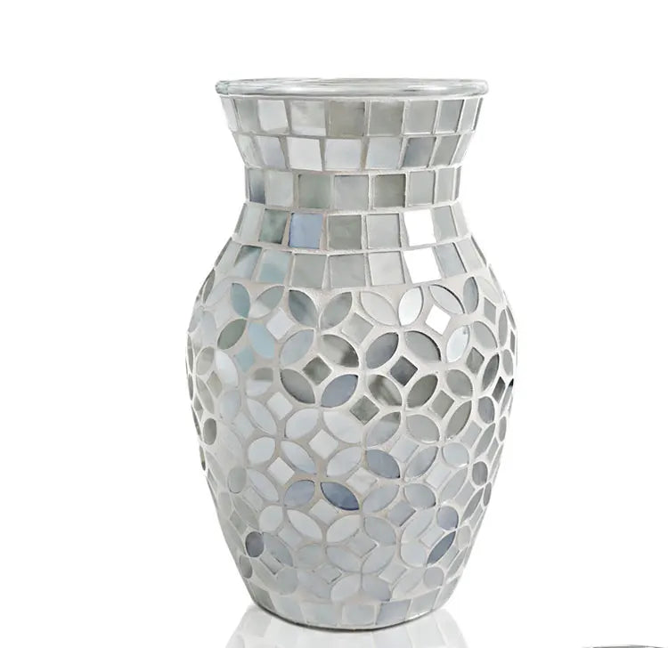 European Style Pastoral Mosaic Glass Vase, Pink and Purple, Fashion Home and Restaurant Decoration Furnishings