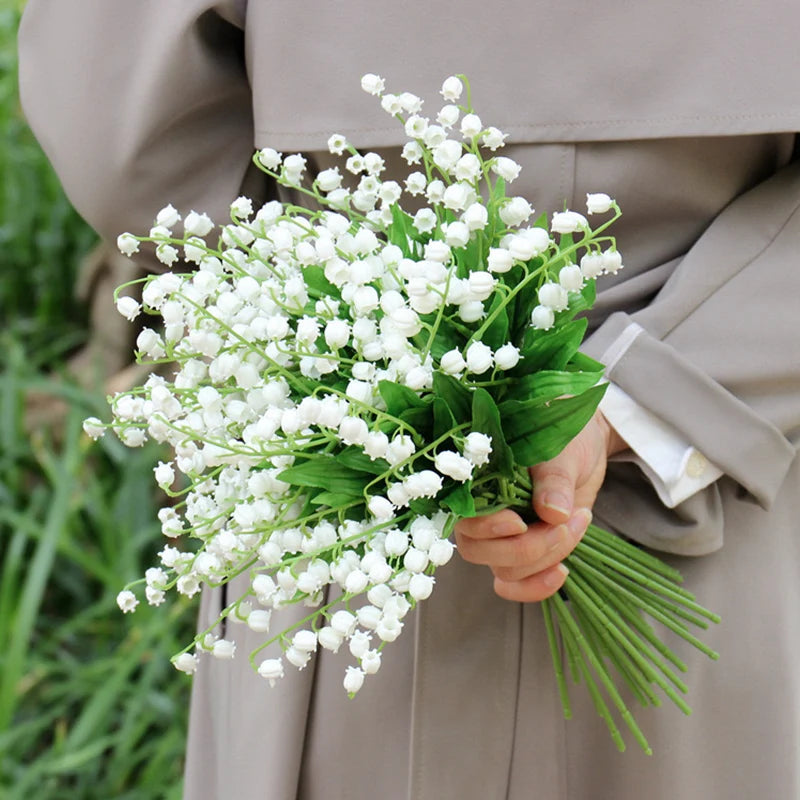 1/20pcs Artificial Flower Bellflower Simulated Lily Of The Valley Home Soft Decoration Wedding Valentine's Bouquet Green Plants