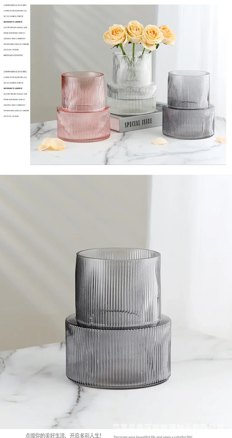 Light luxury, simple and high-end vase, home dining table, office glass vase, hydroponic flower decoration, decorative ornaments