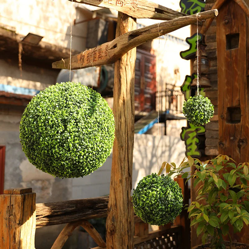 10-48cm artificial green plant grass ball simulated boxwood decorative ball balcony courtyard garden wedding home decoration