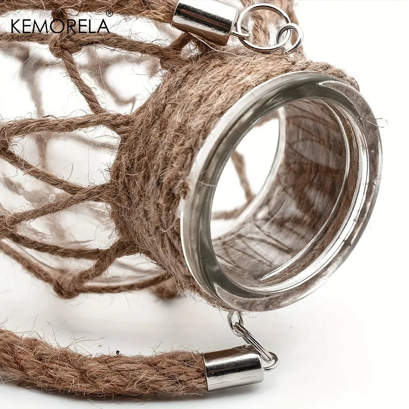 KEMORELA 1/2PCS Hand Woven Hemp Rope Glass Vase Dry Flower Table Decor Glass Vase Nordic Living Room Bedroom BohoHome Decoration