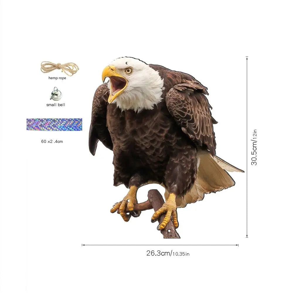 Waterproof Bird Repel Owl Scarecrow Hanging With Bells Fake Bird Scare Device Rectangle Bird Repeller Garden Decoration