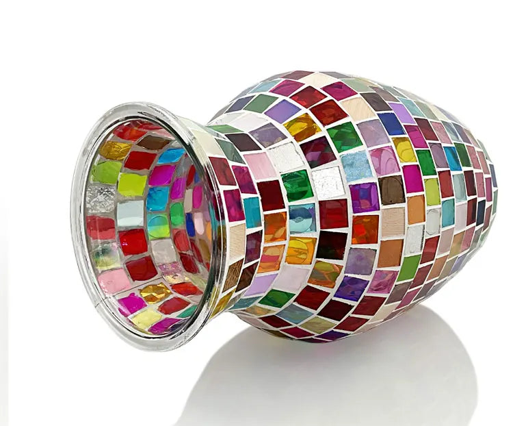 European Style Pastoral Mosaic Glass Vase, Pink and Purple, Fashion Home and Restaurant Decoration Furnishings