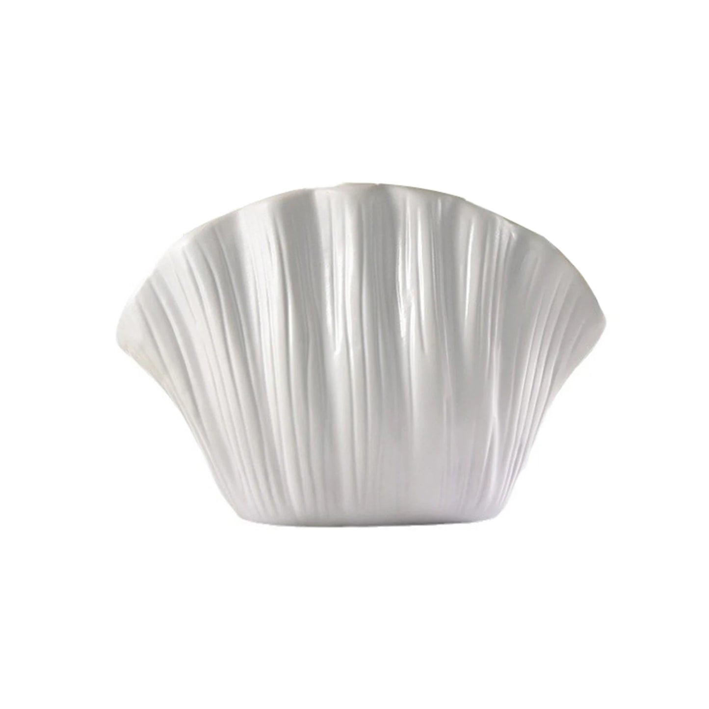 Crumpled/Shell Shaped Flower Vase Stylish Solid White Vase for Home Office Table Centerpieces Decoration