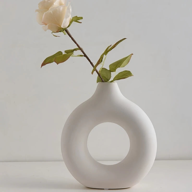 1 piece round vase decoration, imitation ceramic vase, suitable for wedding vase decoration, home living room flower arrangement