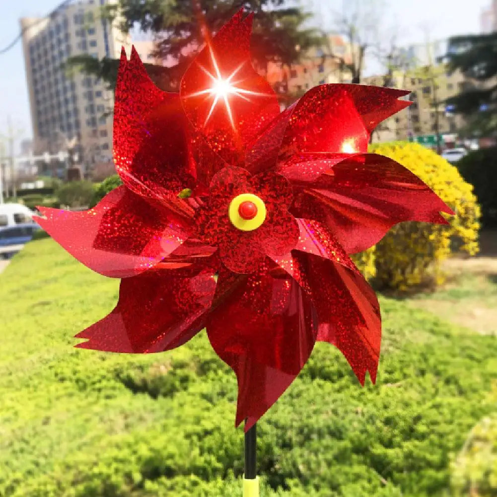 1pc Reflective Birds Repellent Windmills Sparkly Pinwheel With Stake Bird Scare Devices For Spring Garden Decor Supplies