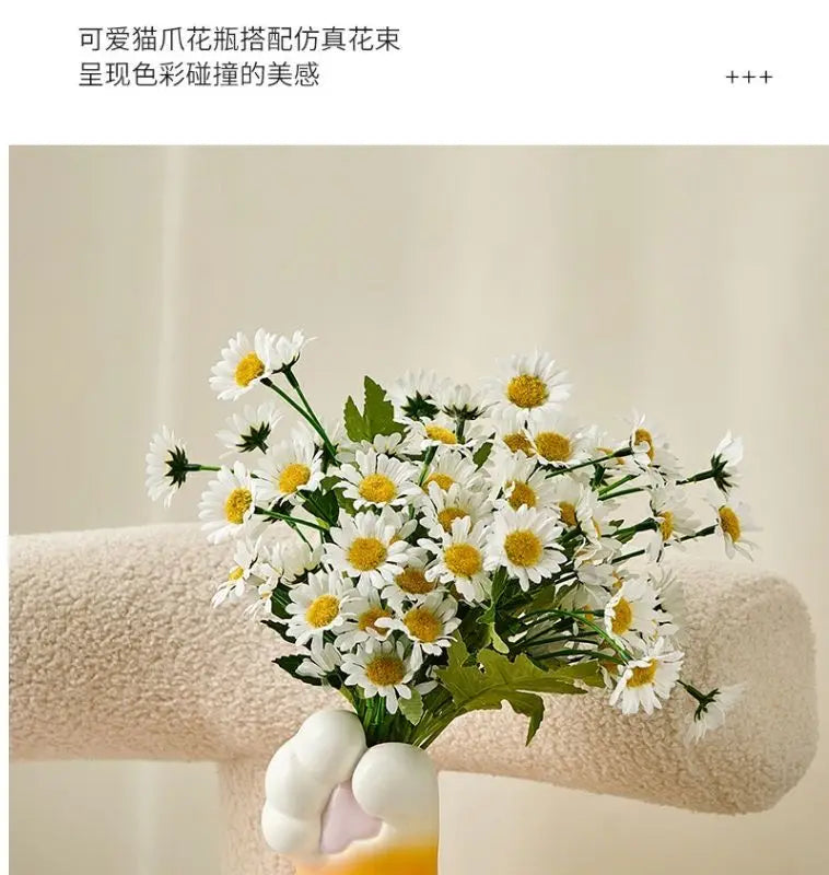 Cute Cat Hand Vase Ornament Ins Dry Flower Simulation Flower Living Room Foyer Decoration Dining Flower Arrangement Ceramicpot