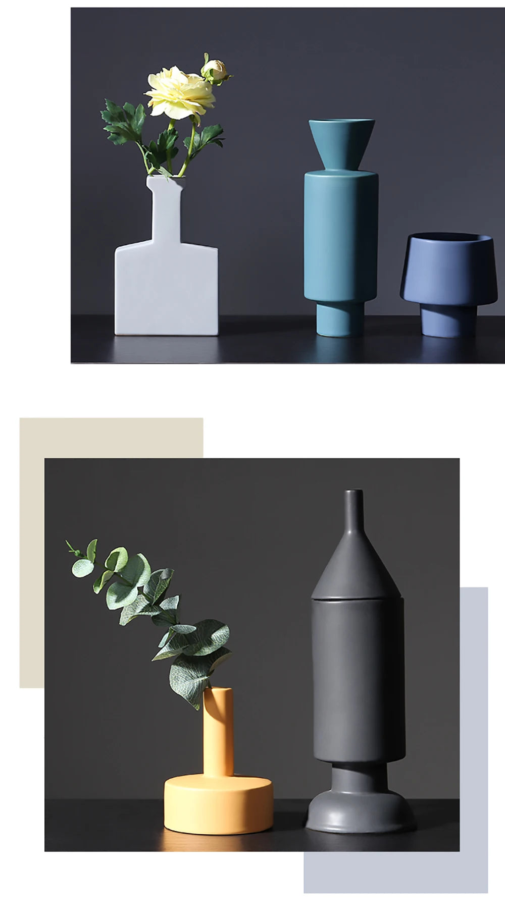 Nordic Morandi ceramic Vase geometric Ornaments Room Decor modern decorative dried flower Vase home decoration Wedding Gifts