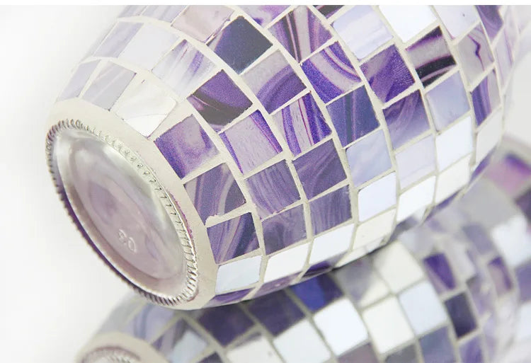 European Style Pastoral Mosaic Glass Vase, Pink and Purple, Fashion Home and Restaurant Decoration Furnishings