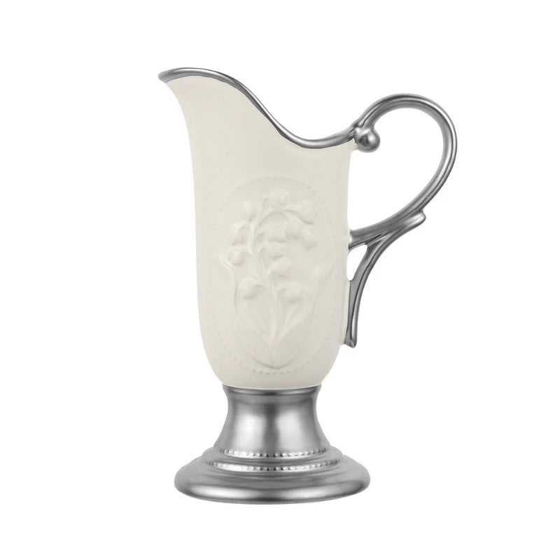 Light Luxury Ceramic Vase French Retro Flower Arrangement Crafts Decoration Room Aesthetics Decor Art Pot