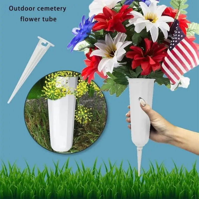 2Pcs Outdoor Cemetery Vases for Flowers with Easy Ground Insertion Grave Vases