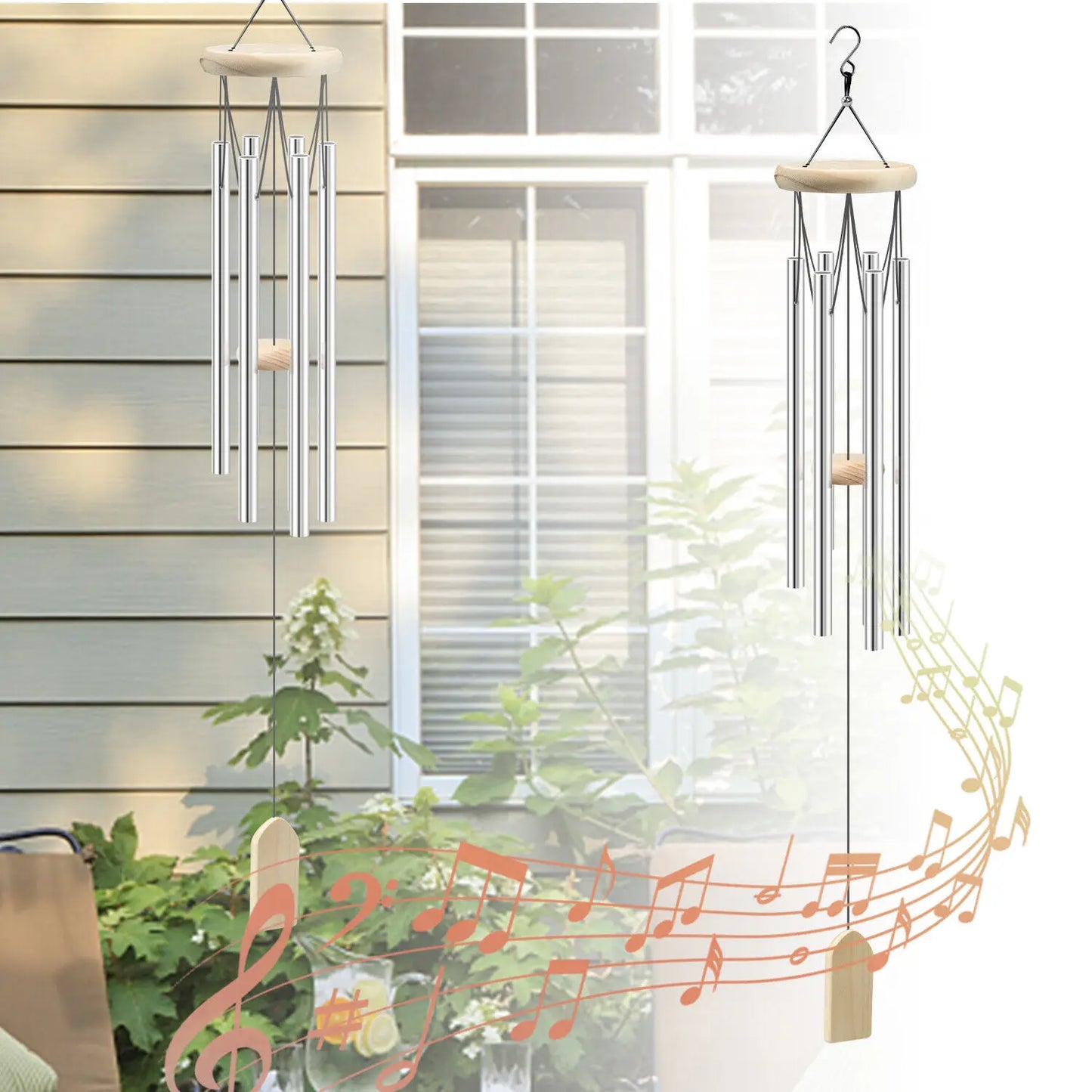 6 Tubes Wind Chimes Garden Outdoor Living Decoration Metal Wind Chimes Hanging Ornament Coffee Shop Wind Chimes Tubes