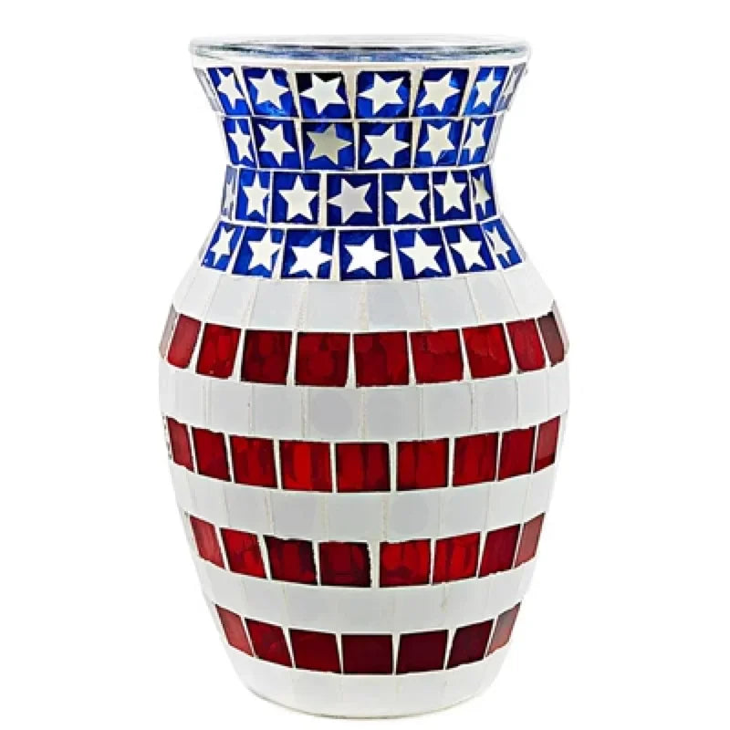 European Style Pastoral Mosaic Glass Vase, Pink and Purple, Fashion Home and Restaurant Decoration Furnishings