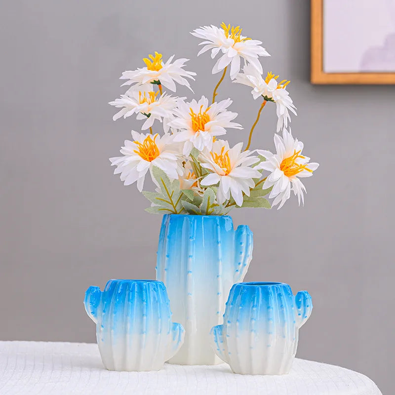 European style creative ceramic cactus vase decoration, dried flowers, hydroponic flowers, living room, pen holder, TV cabinet,