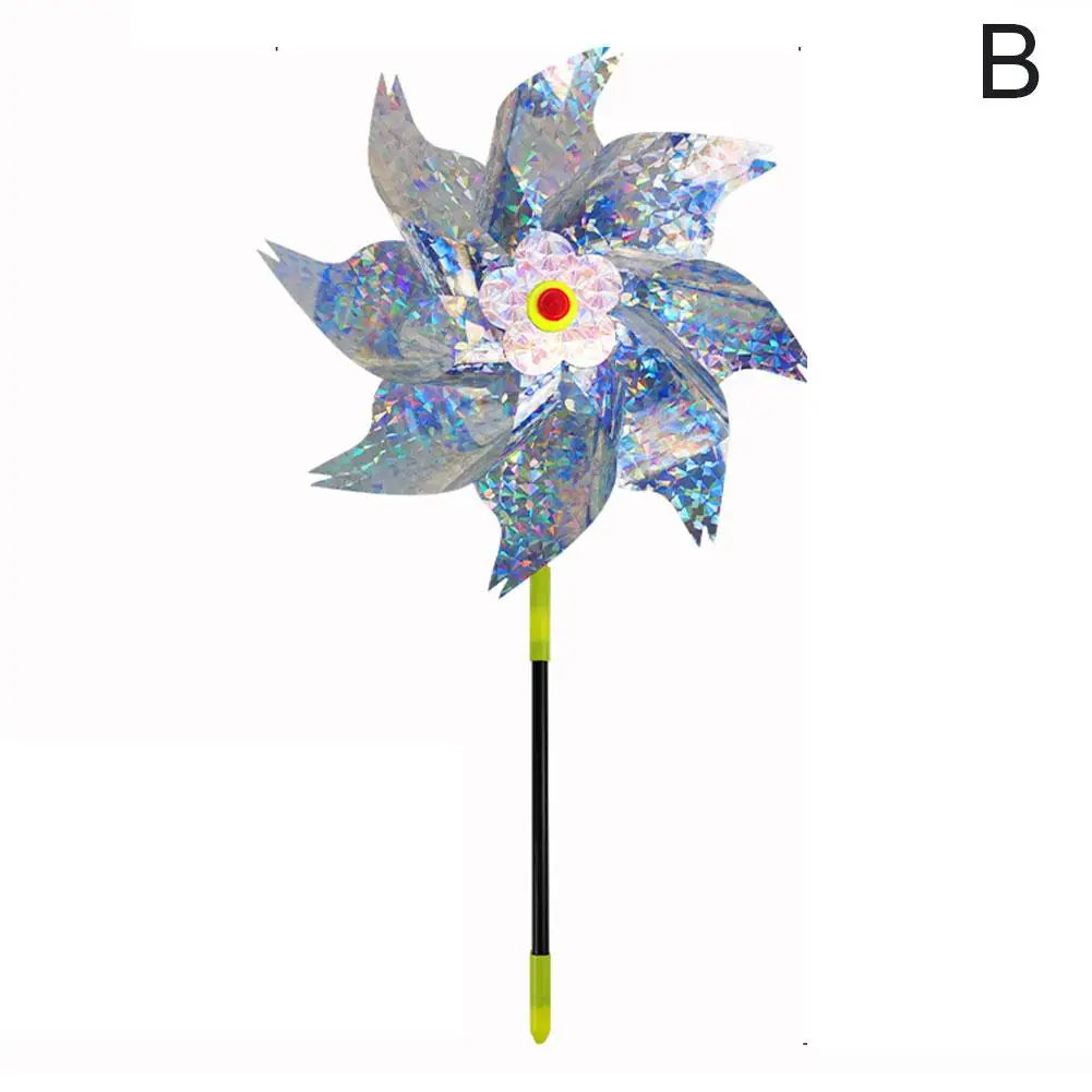 1pc Reflective Birds Repellent Windmills Sparkly Pinwheel With Stake Bird Scare Devices For Spring Garden Decor Supplies