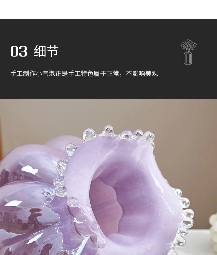 Glass Vase Purple Wave Floral Arrangement Accessories Hydroponics Terrarium Flower Vase Home Decoration Accessories