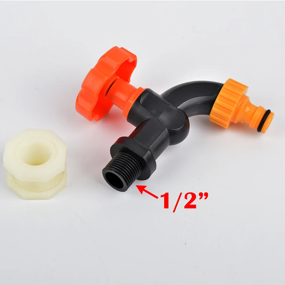 1pc 1/2 3/4" Plastic Male Thread Water Faucet Fish Tank Tap Adapter Assembly Drainage Faucet Aquarium Valve Garden Accessories