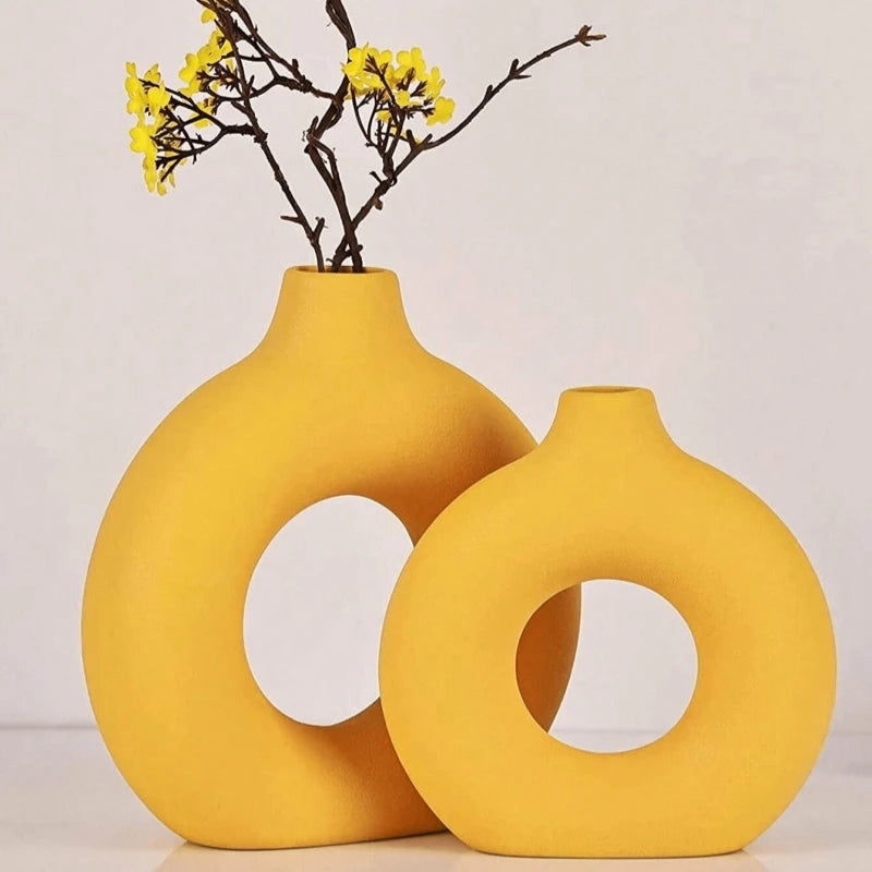 1 piece round vase decoration, imitation ceramic vase, suitable for wedding vase decoration, home living room flower arrangement