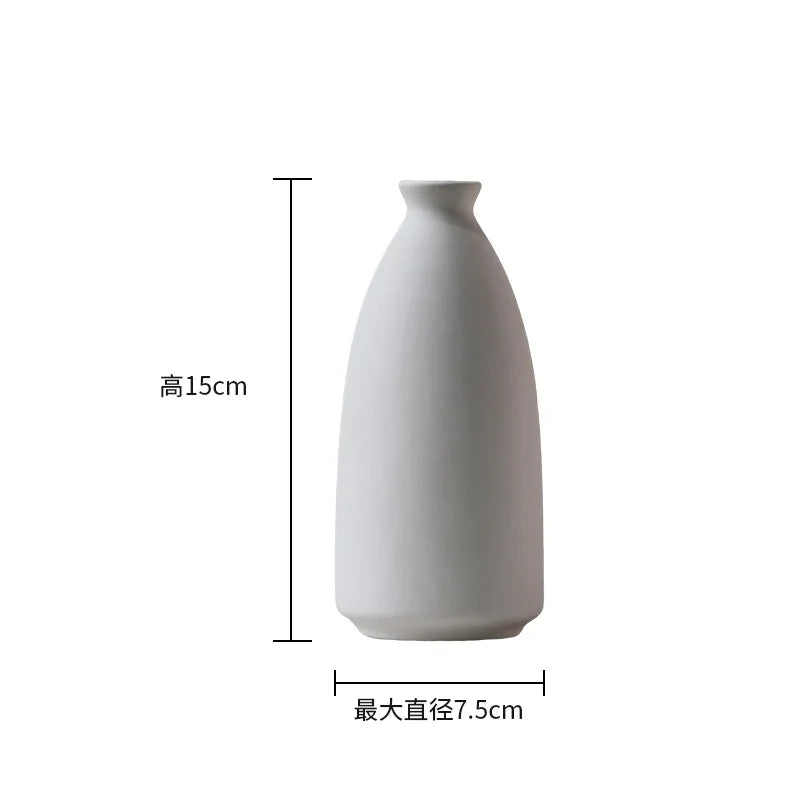 Nordic Simple Plain Ceramic Vase Modern White Beige Dried Flower Bottle Living Room Porch TV Cabinet Art Aesthetic Ornaments