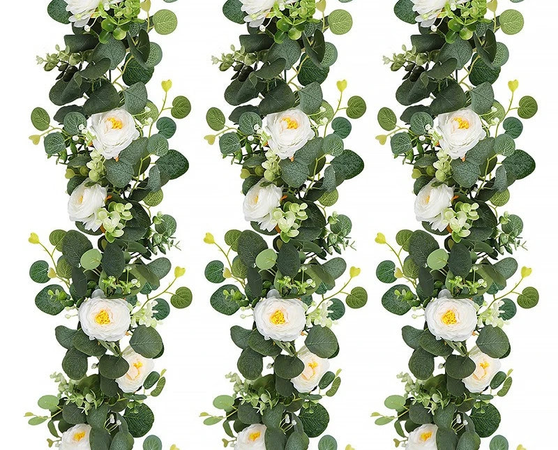 1.8m Artificial Flowers Eucalyptus Garland Greenery Fake Hanging Vines for Weddings Home Garden Outdoor Garden Arch Wall Decor