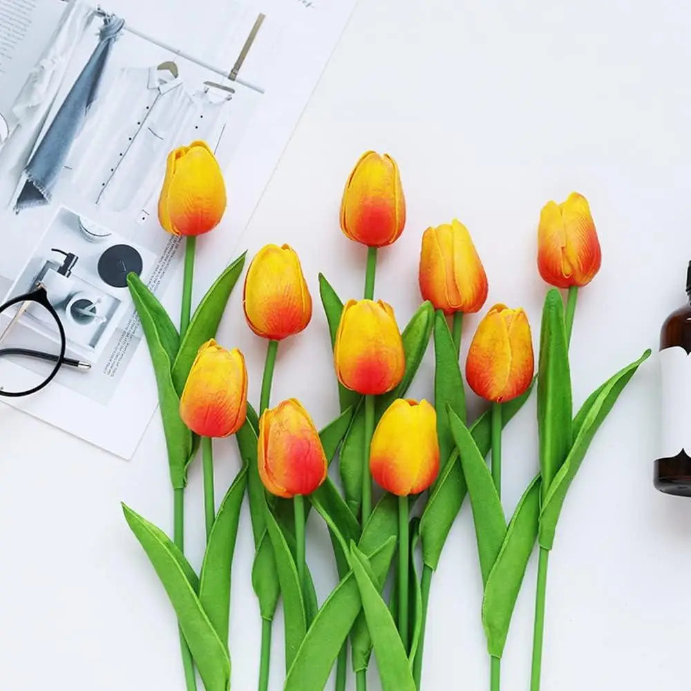 1/3/5/10pcs Tulips Artificial Flowers White Fake Tulips Bouquet Silicone Tulip Flower Home Decor Valentines Gift Wedding Bouquet