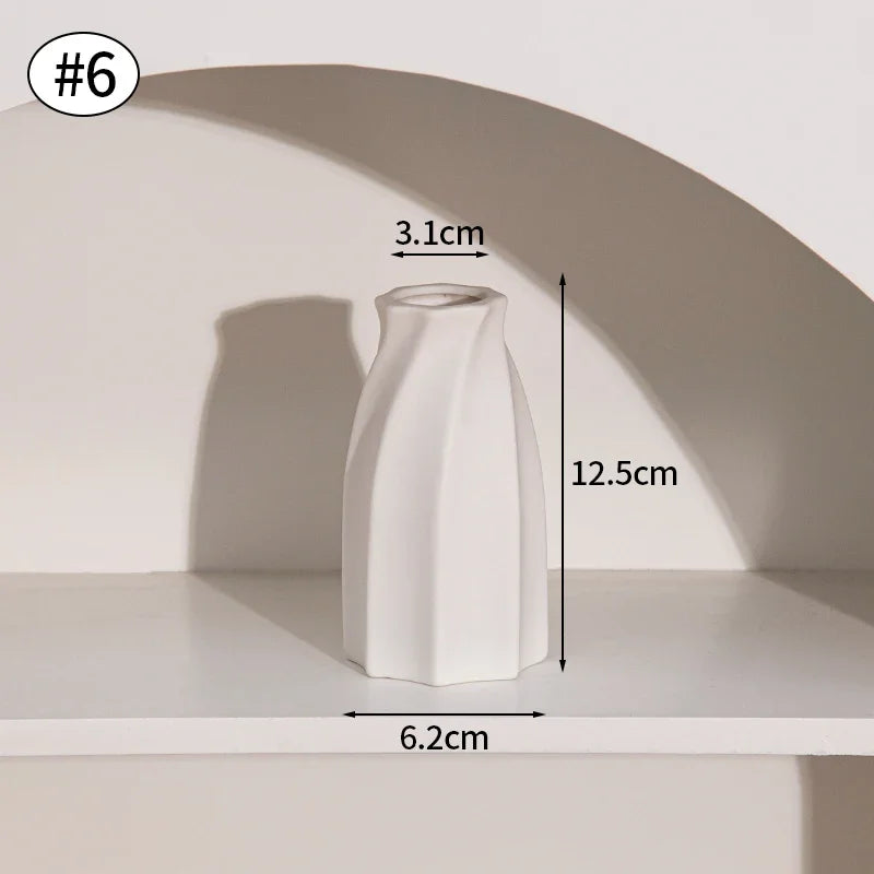 Ceramic Vase White Flower Pot Nordic Decorative Vase Dry Flower Vases for Home Living Room Desktop Decor ваза для цве