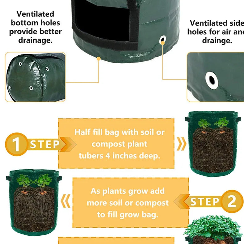 12 Gallons DIY Potato Planter Planting Container Bag Vegetable Gardening Jardineria Thicken Garden Pot Planting Grow Bag