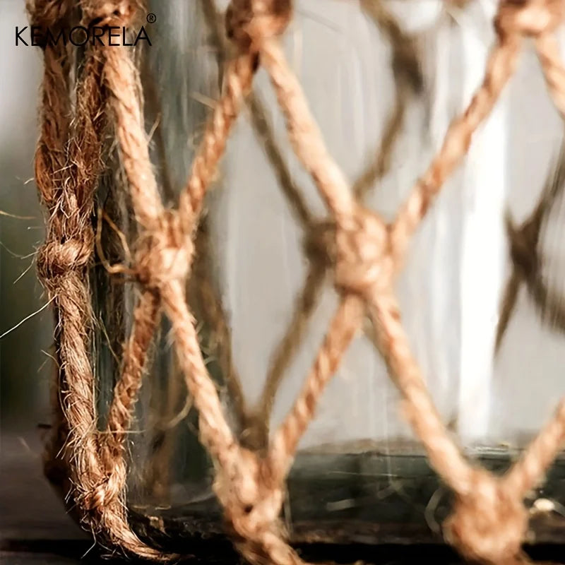 KEMORELA 1/2PCS Hand Woven Hemp Rope Glass Vase Dry Flower Table Decor Glass Vase Nordic Living Room Bedroom BohoHome Decoration