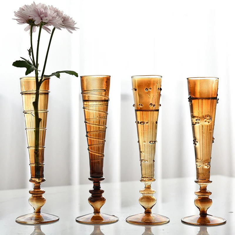 Retro Glass Vase Plant Hydroponic Terrarium Desktop Vase Glass Crafts DIY Aromatherapy Bottle Flower Arrangement Decoration