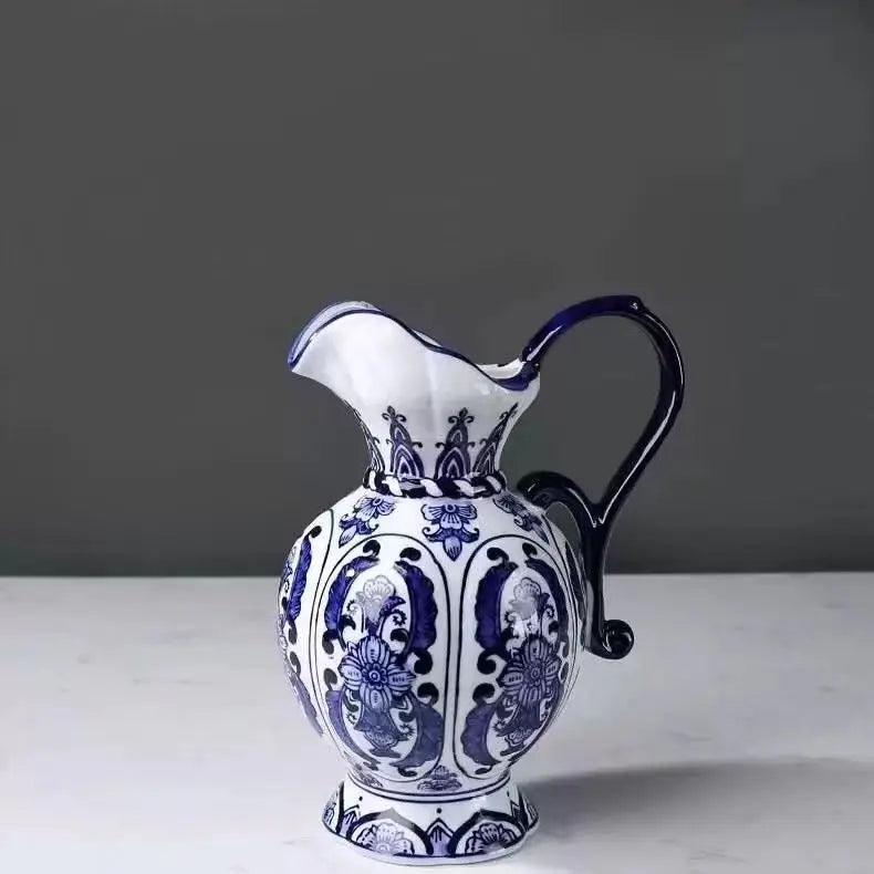 Exquisite Ceramic Vase Antique Blue White Porcelain Flower Container Living Room Home Decoration Flower Porcelain Vase Crafts