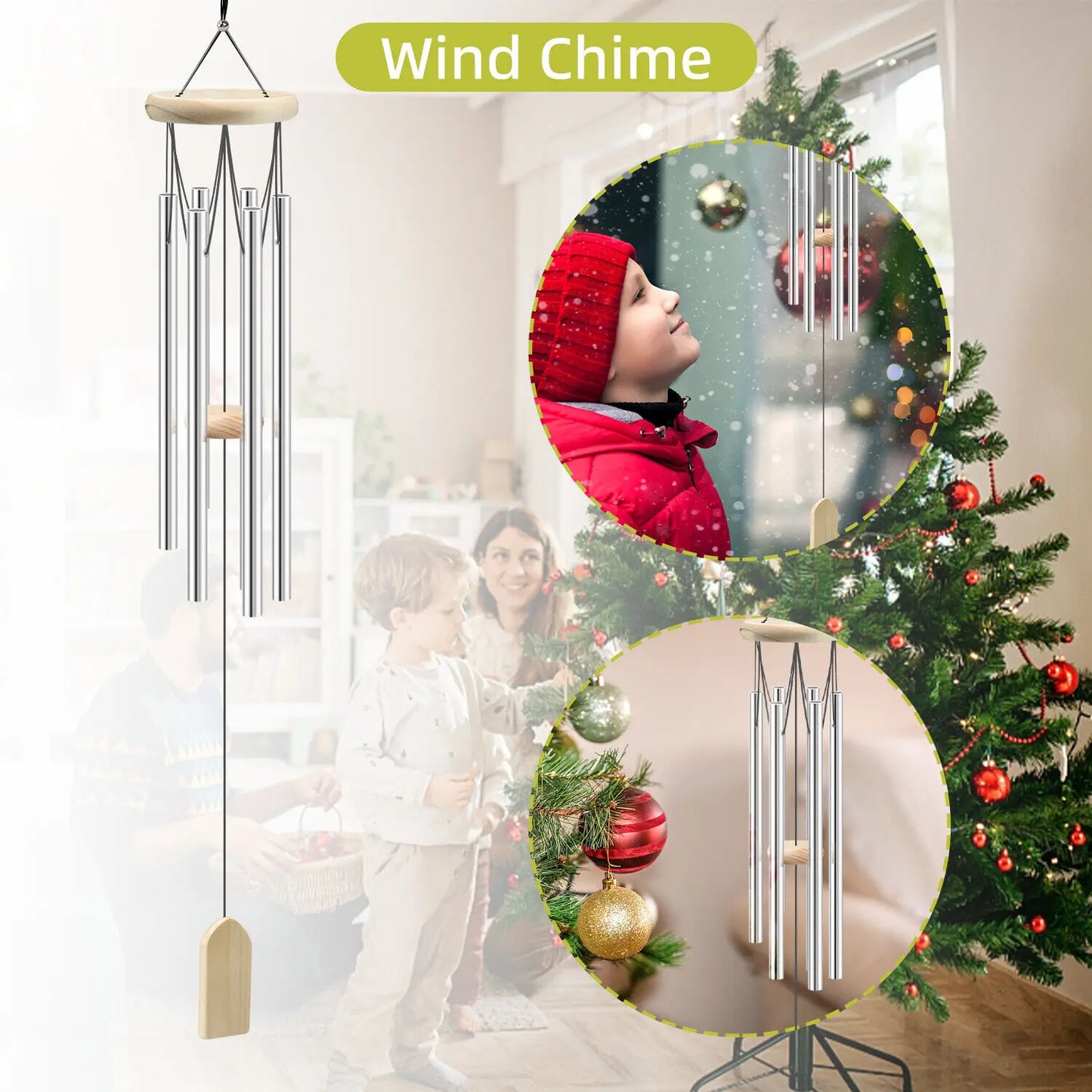 6 Tubes Wind Chimes Garden Outdoor Living Decoration Metal Wind Chimes Hanging Ornament Coffee Shop Wind Chimes Tubes